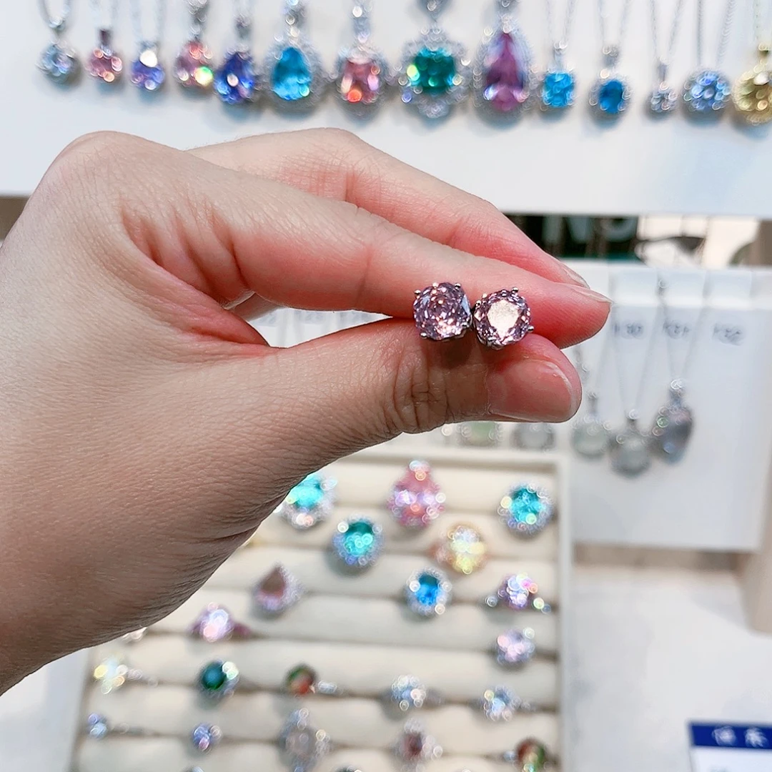 兔***@芙蓉石银S925镶嵌耳饰