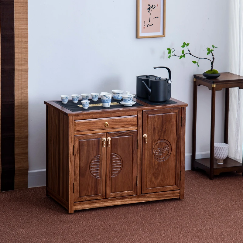 实木茶水柜烧水壶一体乌金木移动小茶桌家用茶几新中式茶边柜茶台