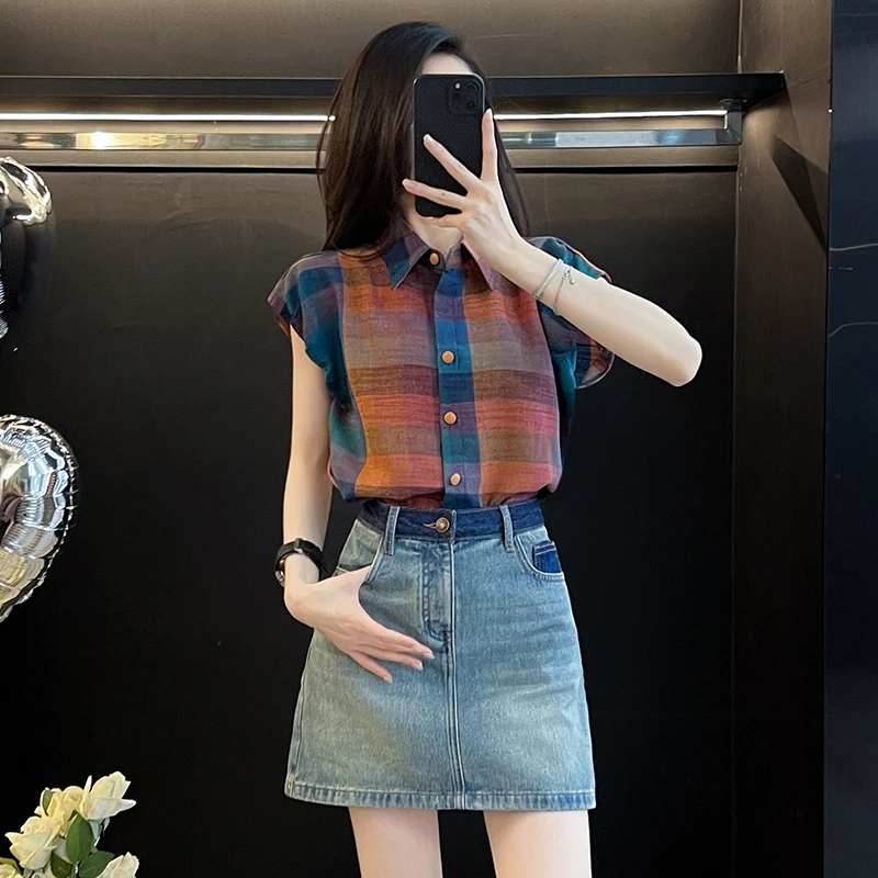 学院风轻熟港风时尚套装夏季衬衫女上衣宽松包臀牛仔裙短款显瘦