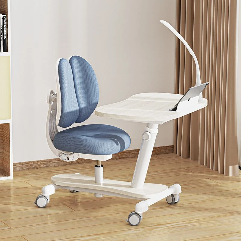 2025新款童学习桌子桌椅一体式连体可移动学习桌带轮可升降小书桌