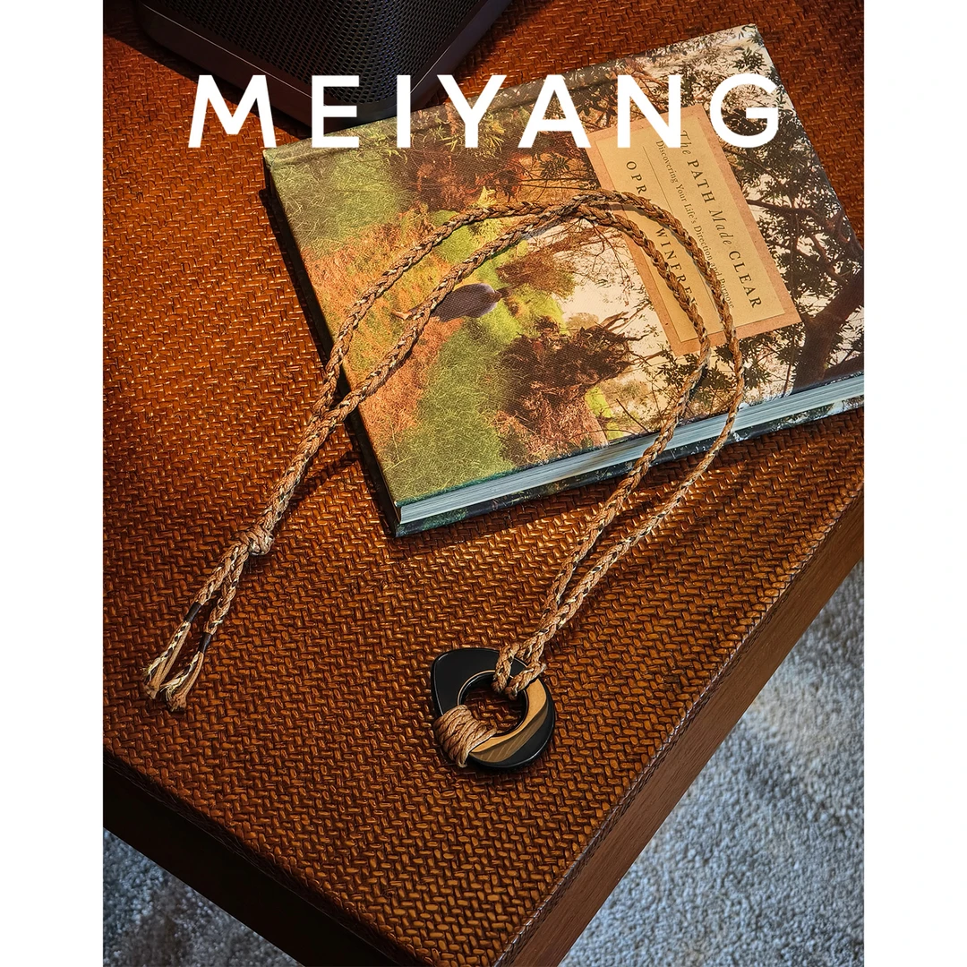 非金属棉绳项链 收藏家项链 吊坠中空不规则复古毛衣链-周五