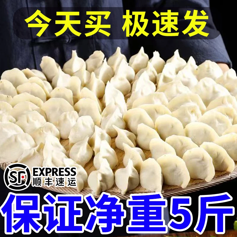 【顺丰包邮】5斤手包水饺牛肉羊肉猪肉大葱大馅手工韭菜速冻水饺子Y