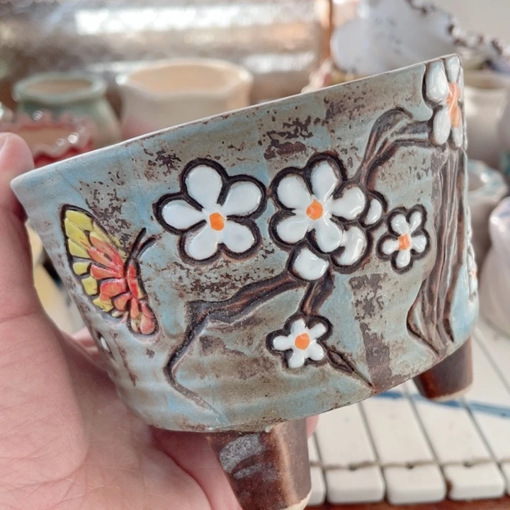 陶瓷12+9.5 半手工花盆浮力炸啦默认微瑕