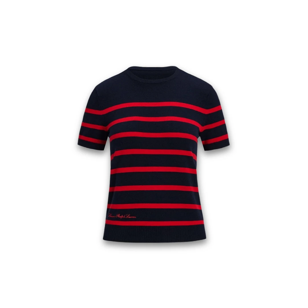 25s早春新款条纹圆领套头针织衫（25Z0816）红蓝色【445】