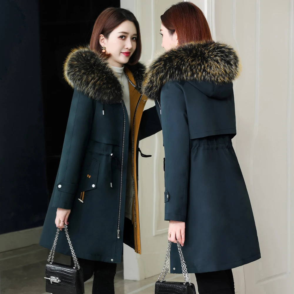 派克服女大衣2025冬新款爆款獭兔毛可拆卸内胆中长款海宁皮草外套