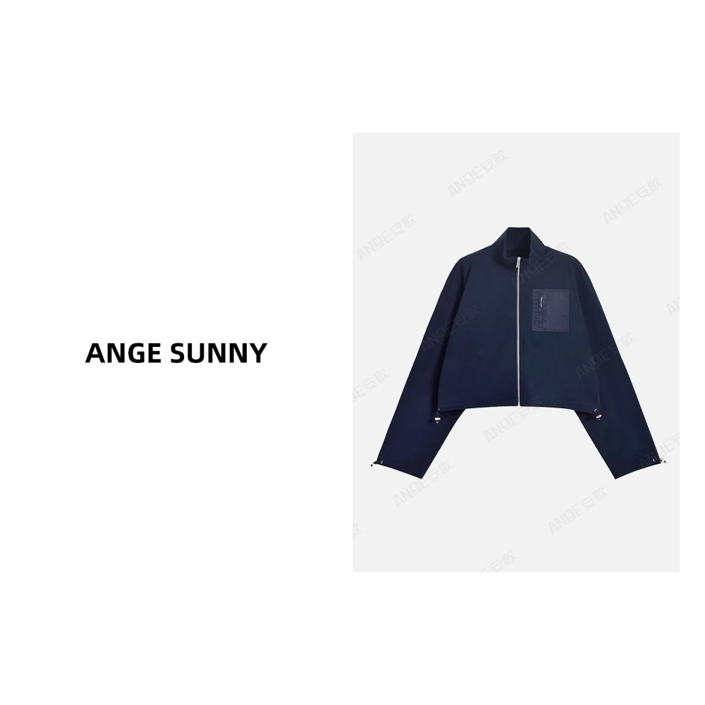 曲阳 ANGE SUNNY【m*u立领拉链外套】贴布口袋抽绳收腰上衣