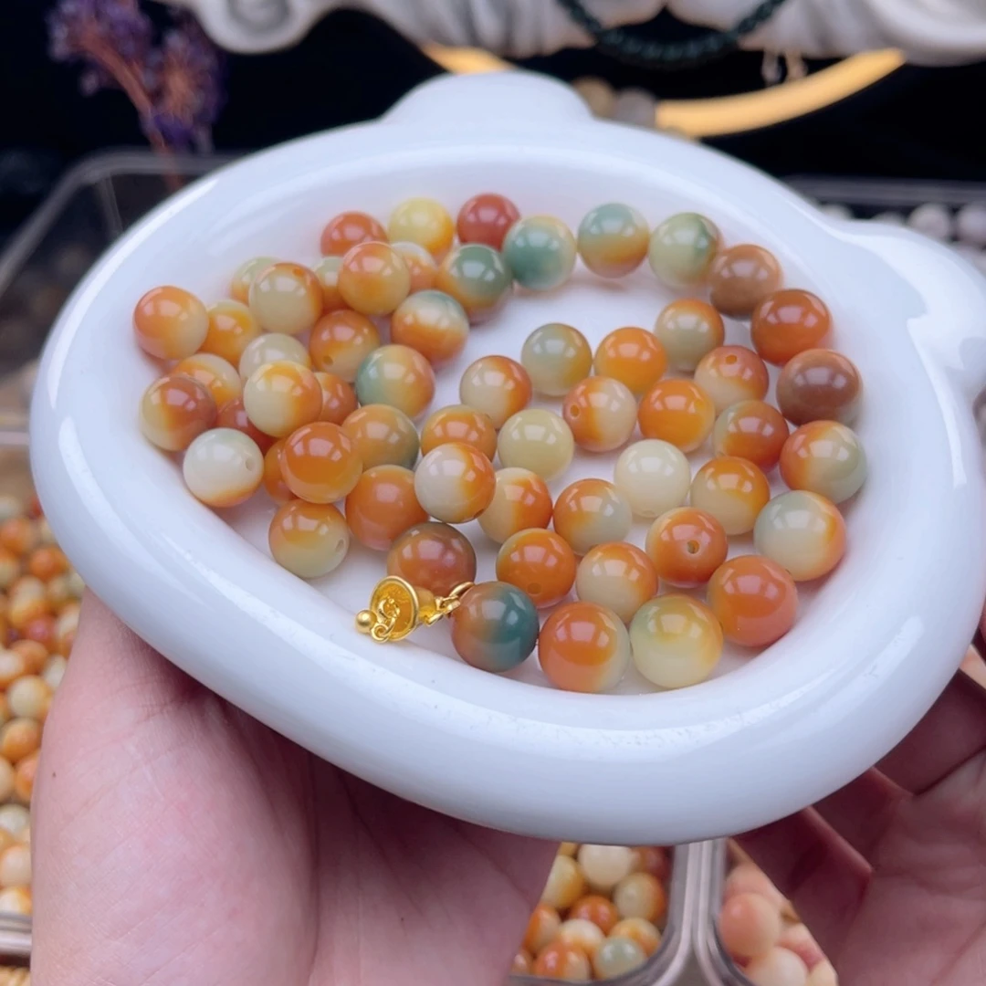 白玉菩提吊坠c12mm110颗。橘日落