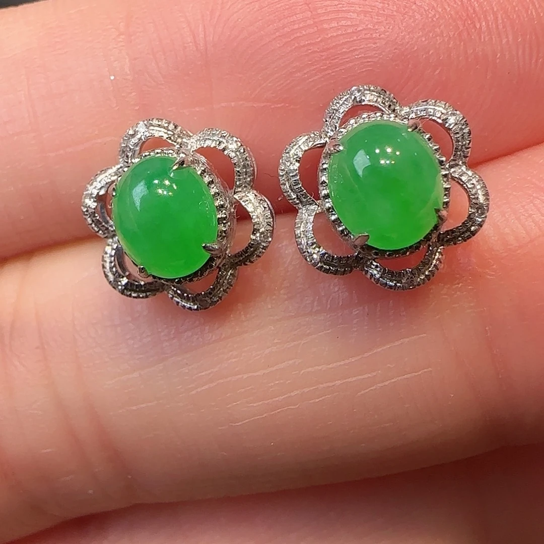 翡翠18K金镶嵌耳饰1