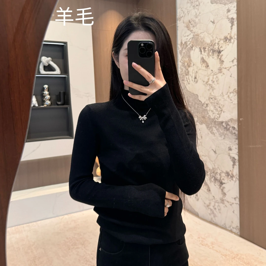 宿慕SUMU 纯色百搭神器羊毛针织打底衫10-15冬季新款针织衫7769