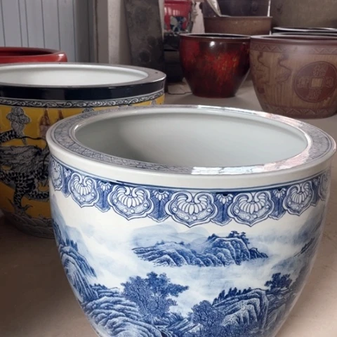 白***水缸景德镇陶瓷艺术品