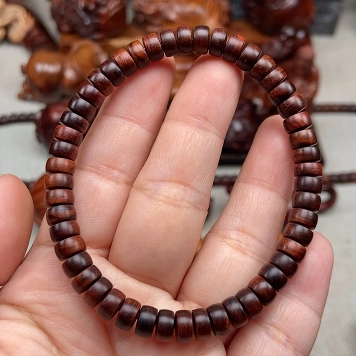 黄花梨/降香黄檀把件铜钱珠7mm