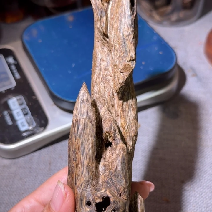 沉香碎屑沉香乌身圆叶纯虫漏手摆一件