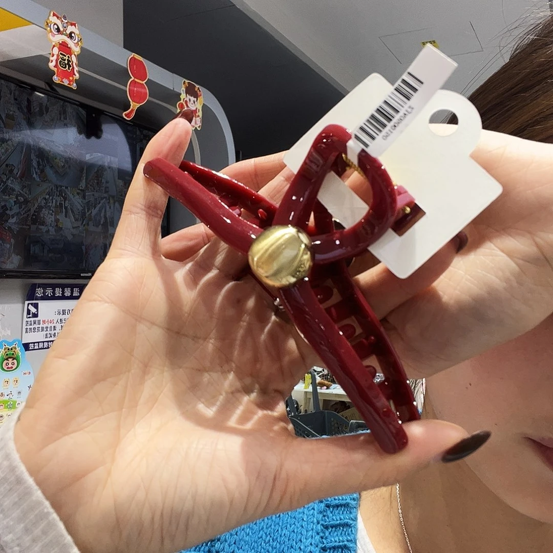 布艺非金属红色金豆抓夹