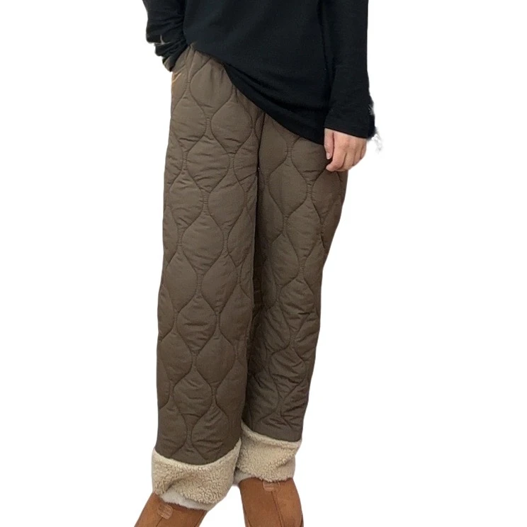 冬季保暖阔腿裤棉裤百搭居家外出葫芦形绗线休闲裤时尚大码