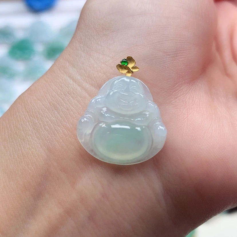 【闪购商品】翡翠18K金镶嵌吊坠(赠链)