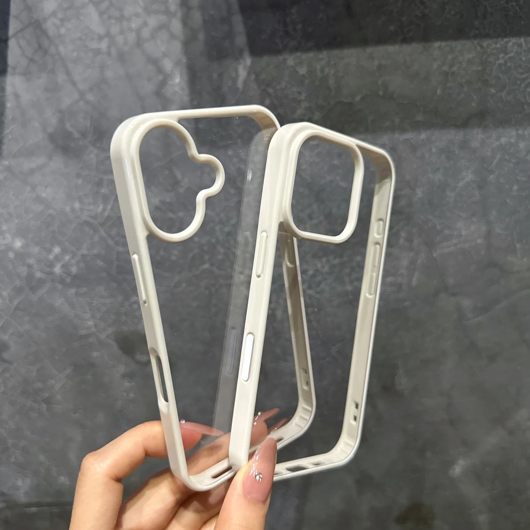 高级白边透明亚克力适用苹果16promax手机壳15/14亚克力13/12软潮