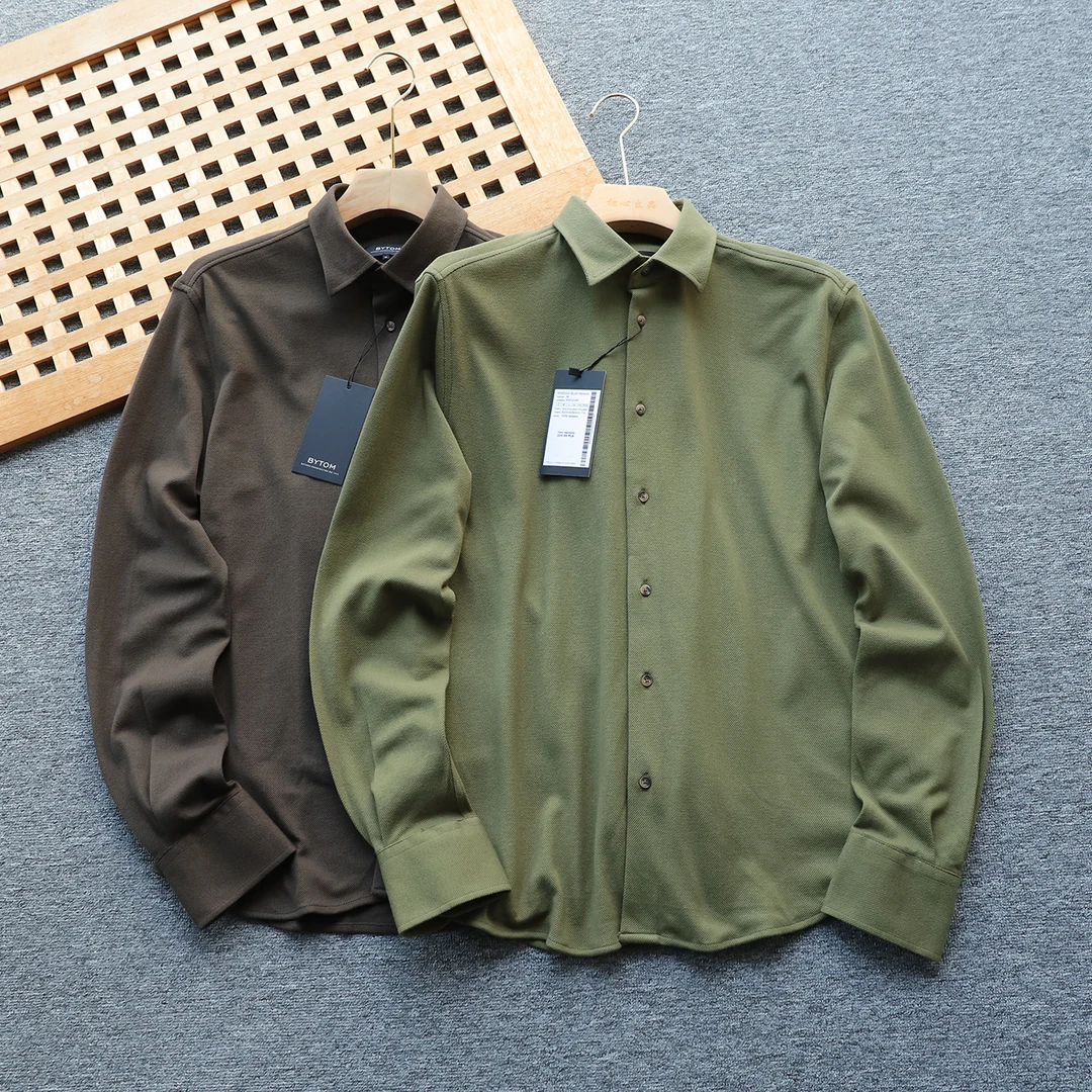 波兰牛货 全棉男士珠地棉长袖衬衫 品质超好版型帅