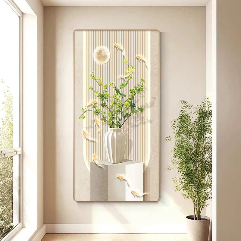 镶钻203【新富贵九鱼】pvc边框晶瓷玄关挂画走廊过道装饰画捡漏