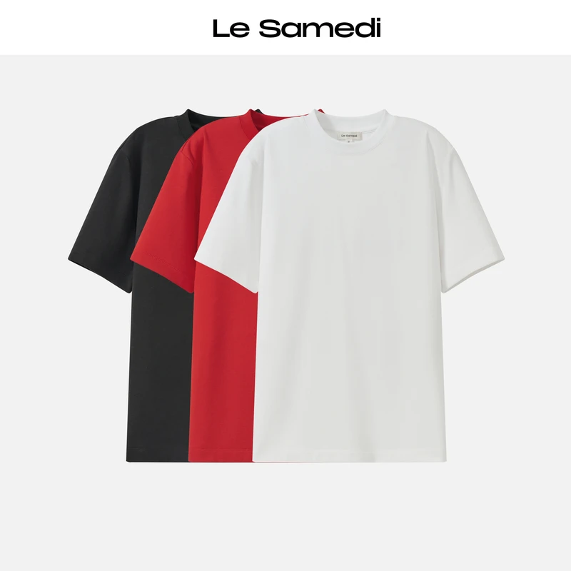 Le Samedi【骨感轮廓】一片式无侧缝 棉花糖触感 简身圆领T恤