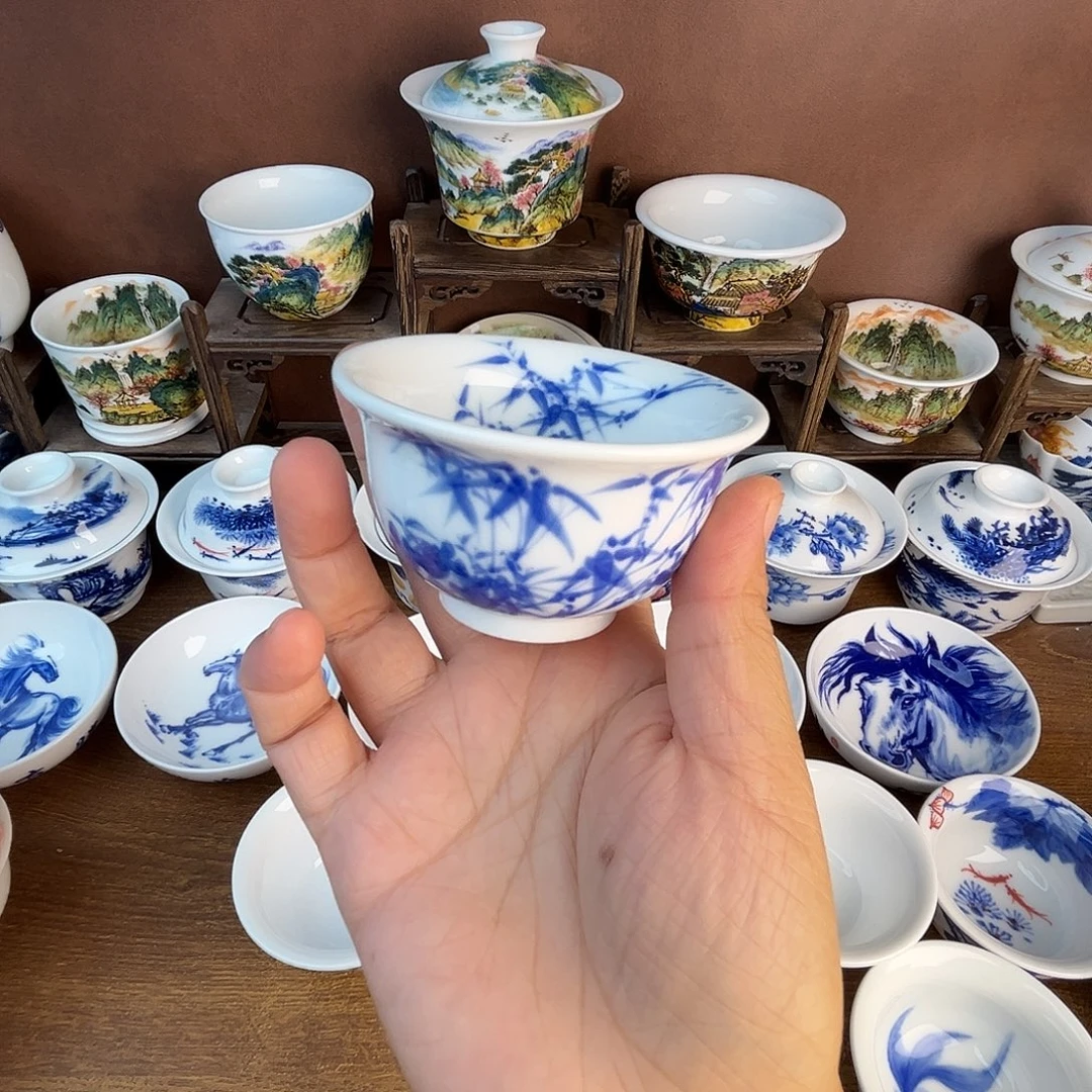 忠意堂釉下彩竹报平安微瑕不退