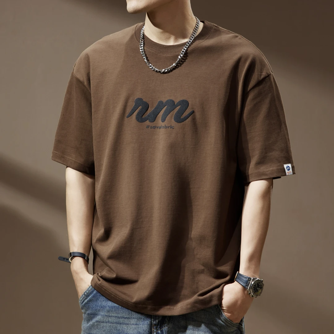 MR.MUDI/穆迪先生美式重磅印花男士短袖t恤夏季宽松大码纯棉潮牌