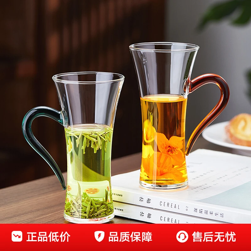 玻璃杯带把手耐高温2025新款高硼硅家用绿茶杯透明喝茶泡花茶杯子