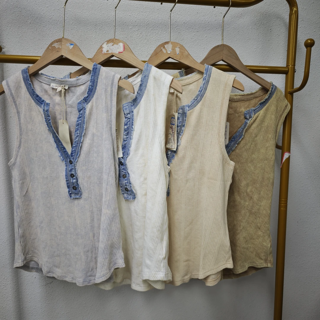 唯琳剪标  7仓F1-10-0465款 100棉美国单做旧无袖背心