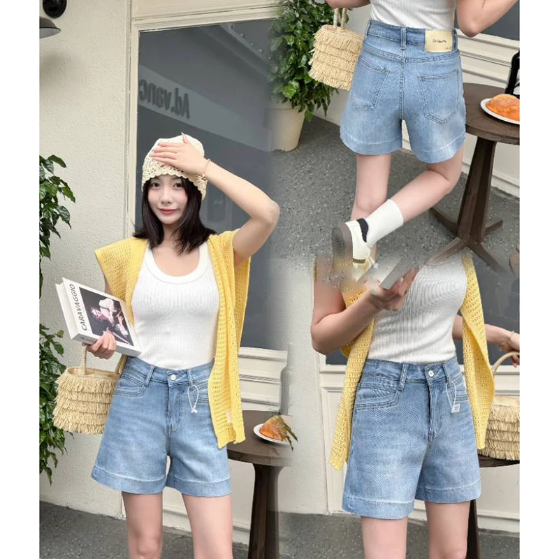 牛仔短裤女夏爆款2025新款水洗高腰短裤设计感时尚薄款显瘦牛仔裤