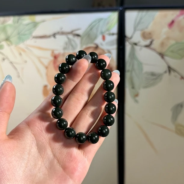 天然和田玉青海青手串卡10