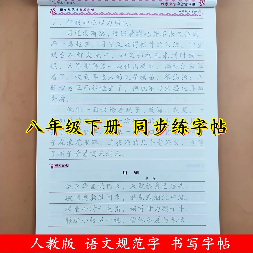 初中八年级下册语文同步练字帖生字词句笔画笔顺规范字书写练字帖