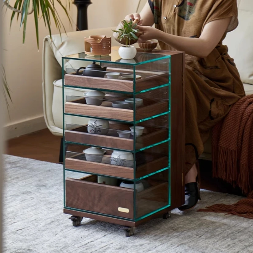 15号仓家具北美黑胡桃木移动茶边柜牙科柜客厅收纳边几