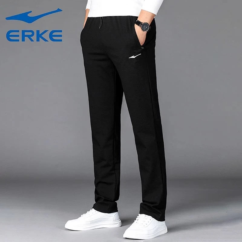 鸿星尔克男士直筒运动长裤秋冬新款加绒针织宽松锻炼跑步抗皱卫裤