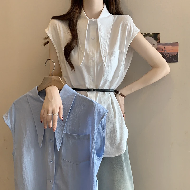 大码女装翻领衬衫女胖MM宽松显瘦韩版港味复古休闲盐系上衣