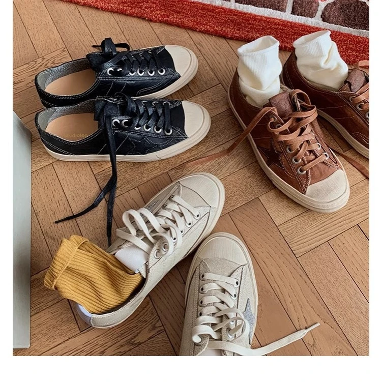 苏茵茵同款升级版~水洗马皮做旧星星休闲内增高小脏鞋女板鞋百搭