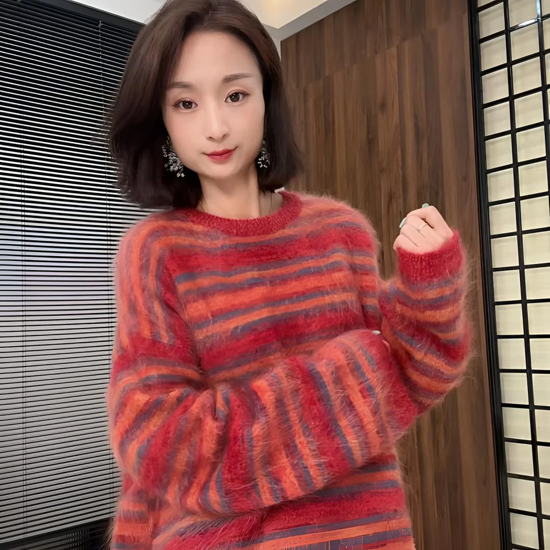 【pin牌纱 】重磅段染工艺 羊绒拉绒套头衫