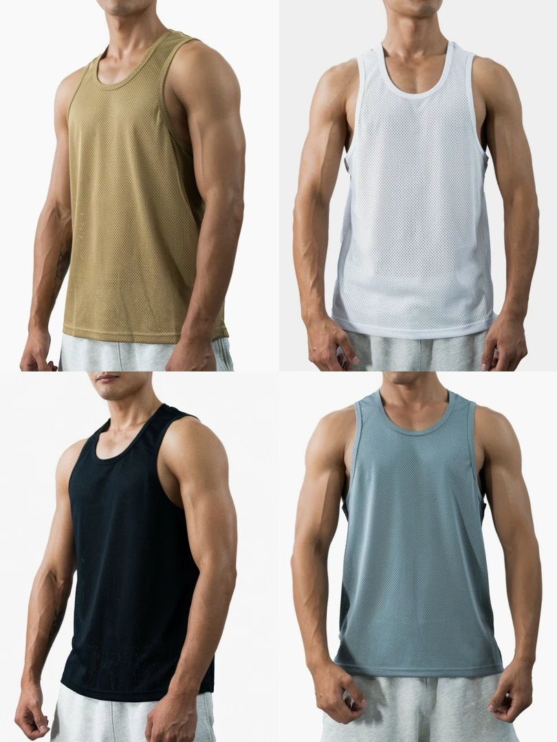 四色男士简约速干运动透气背心肌肉男无袖显身材吸汗宽松衣服