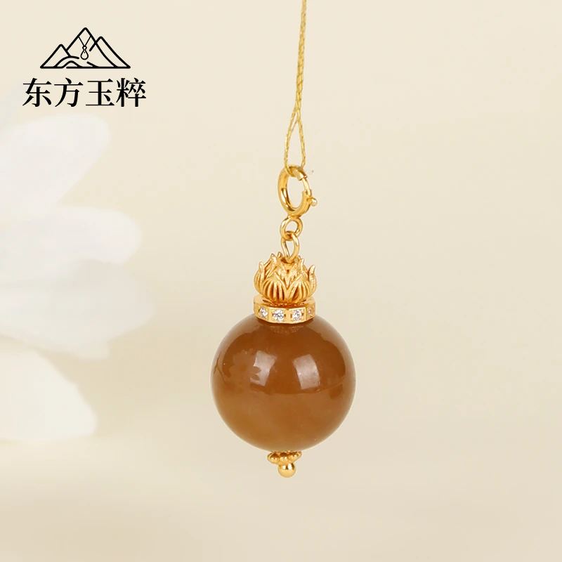 和田玉糖料圆珠项链-单珠约14mm-多样性发货 拍一发一