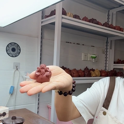 朱泥茶案财神爷茶宠