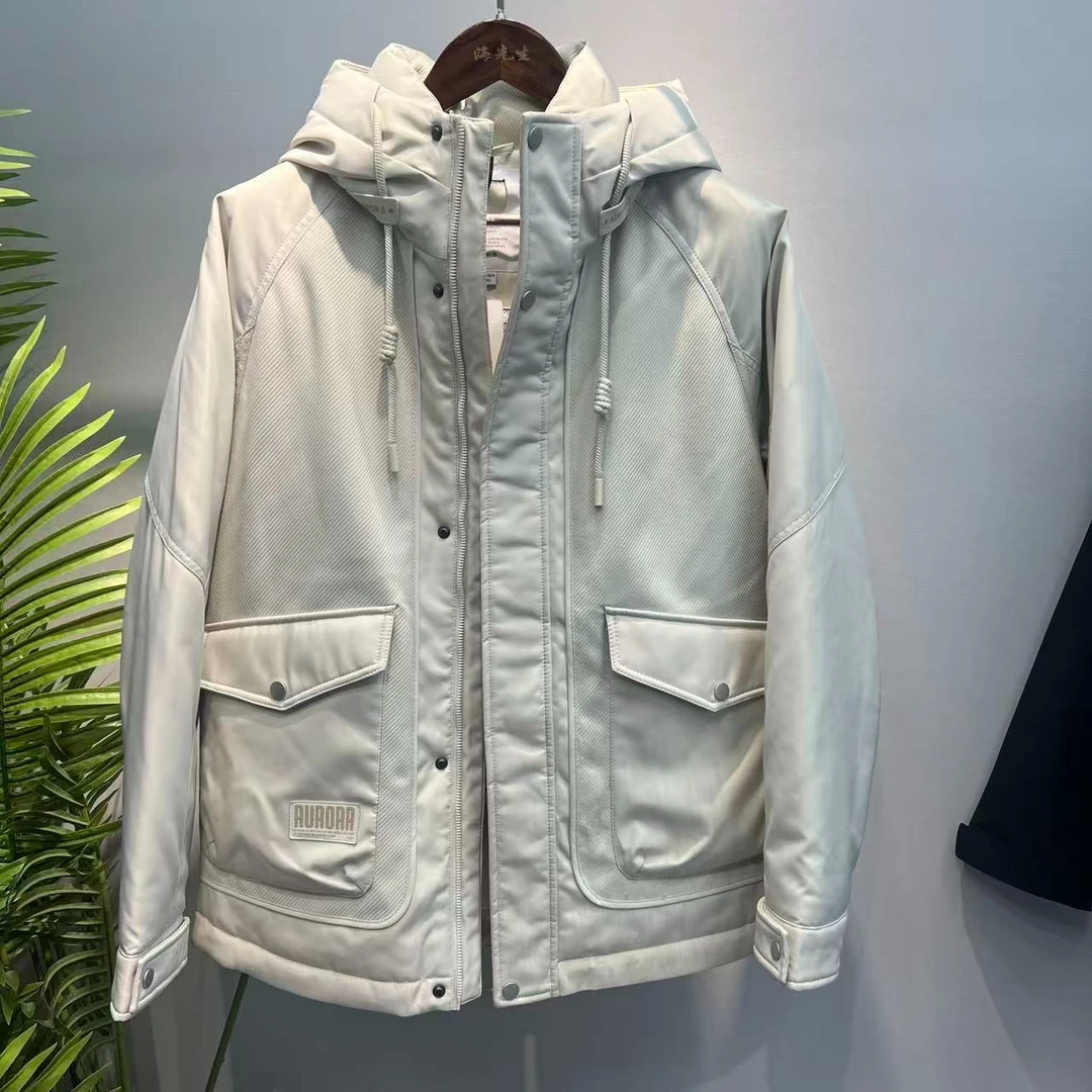 90鹅绒服！石墨烯内里保暖三防科技料休闲连帽冬羽绒服 H5T0032