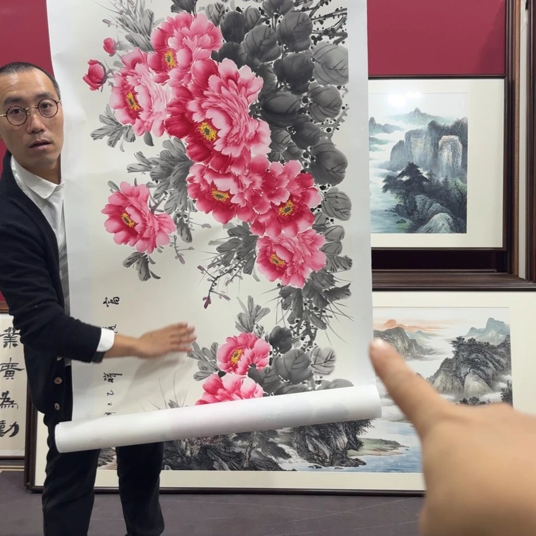 南***雀国画手绘作品210/80软片