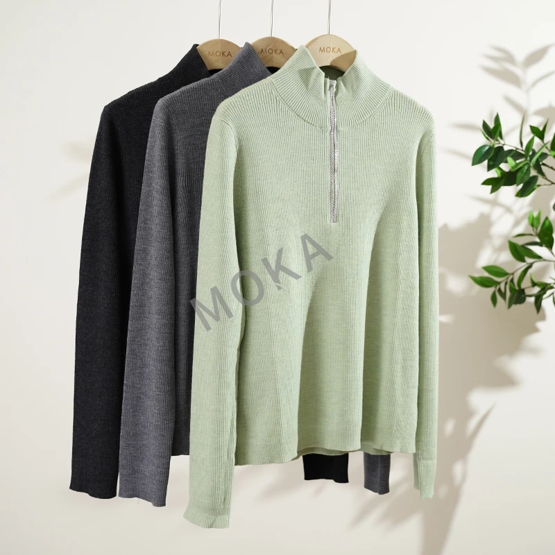 显瘦精神 无补 意大利BC超细美丽诺羊毛扬子纱女士针织衫（241581）