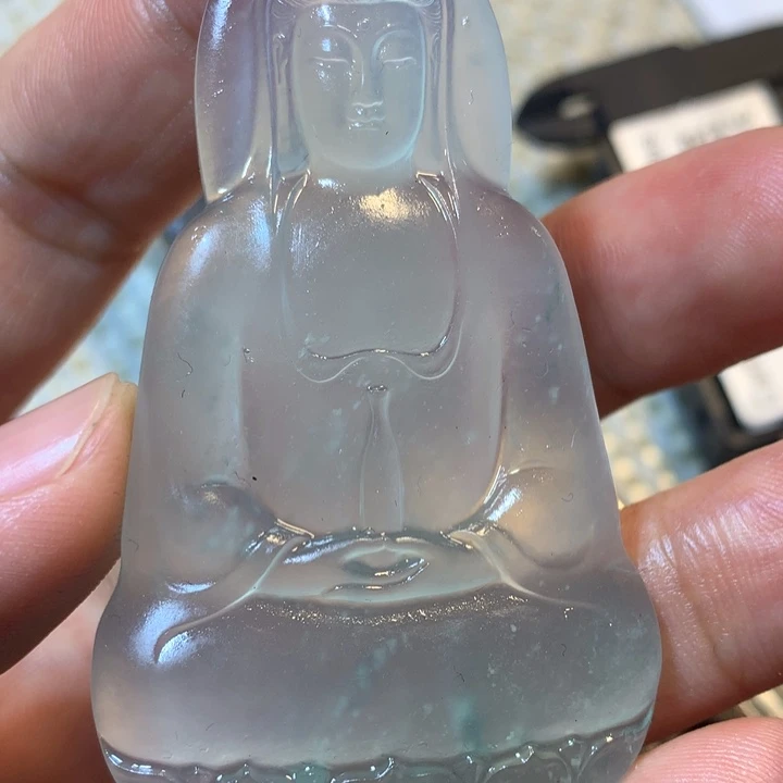 定制翡翠未镶嵌天然翡翠观音牌定金