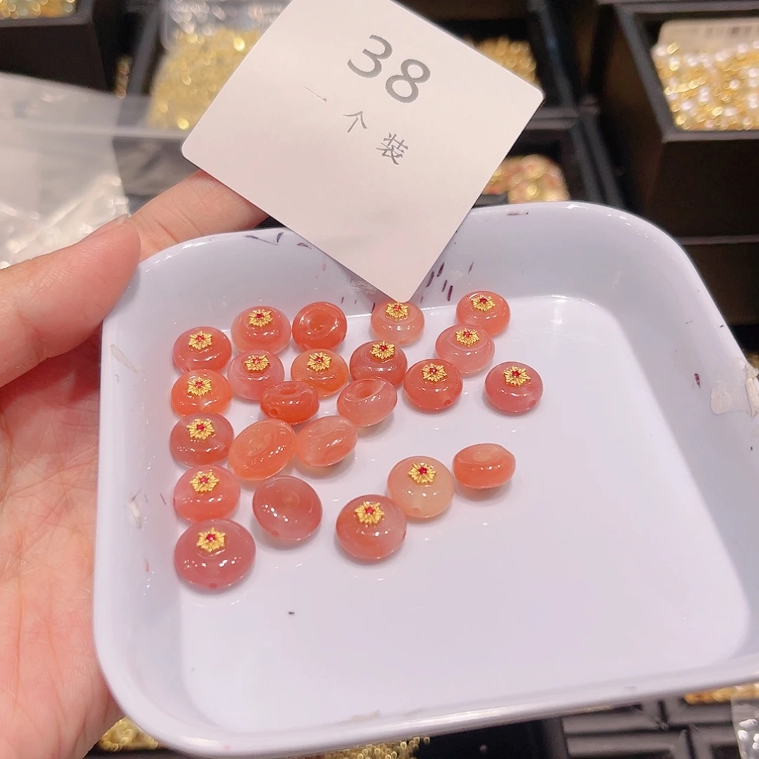 玛瑙/玉髓珠宝半成品银S925镀金镶嵌38