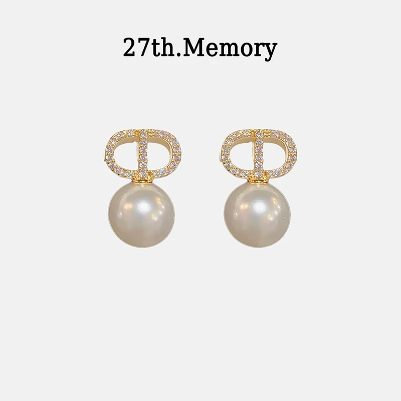 铜合金仿珍珠耳饰 小猪鼻锆石珠珠耳钉