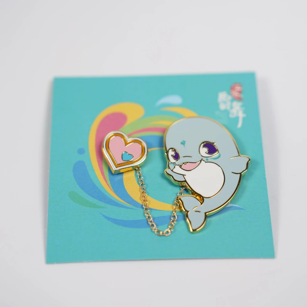 锌合金珐琅胸针 江豚公益爱心徽章