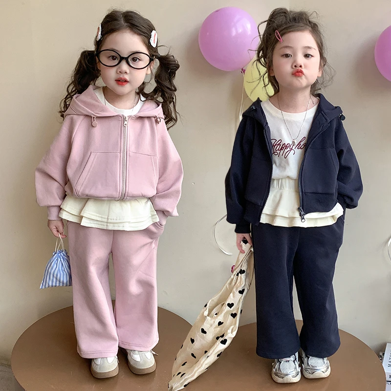 女童休闲套装2025新款儿童春秋装韩版洋气女宝宝春季时髦两件套潮