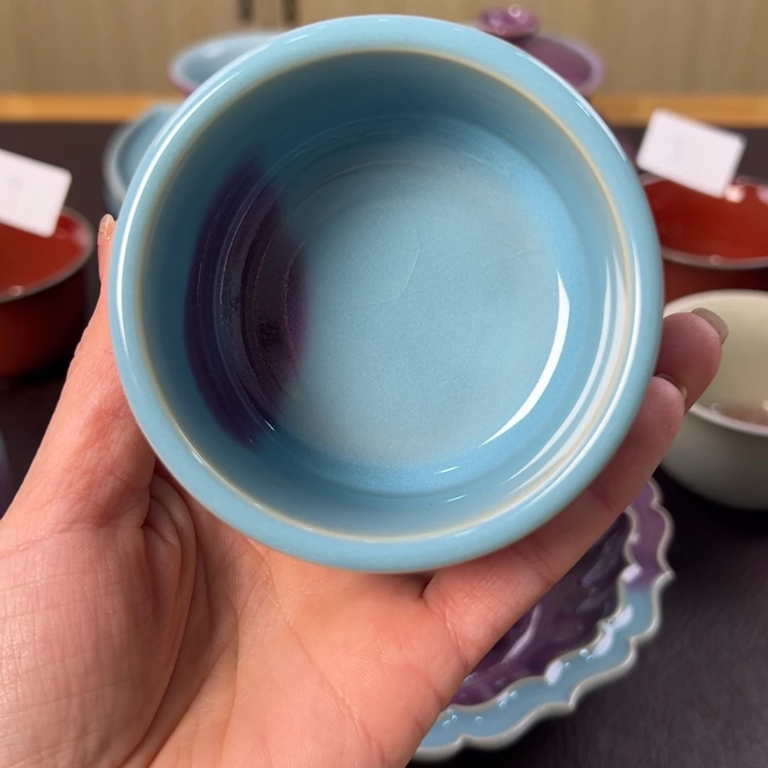 杯钧窑竹节杯 全手工