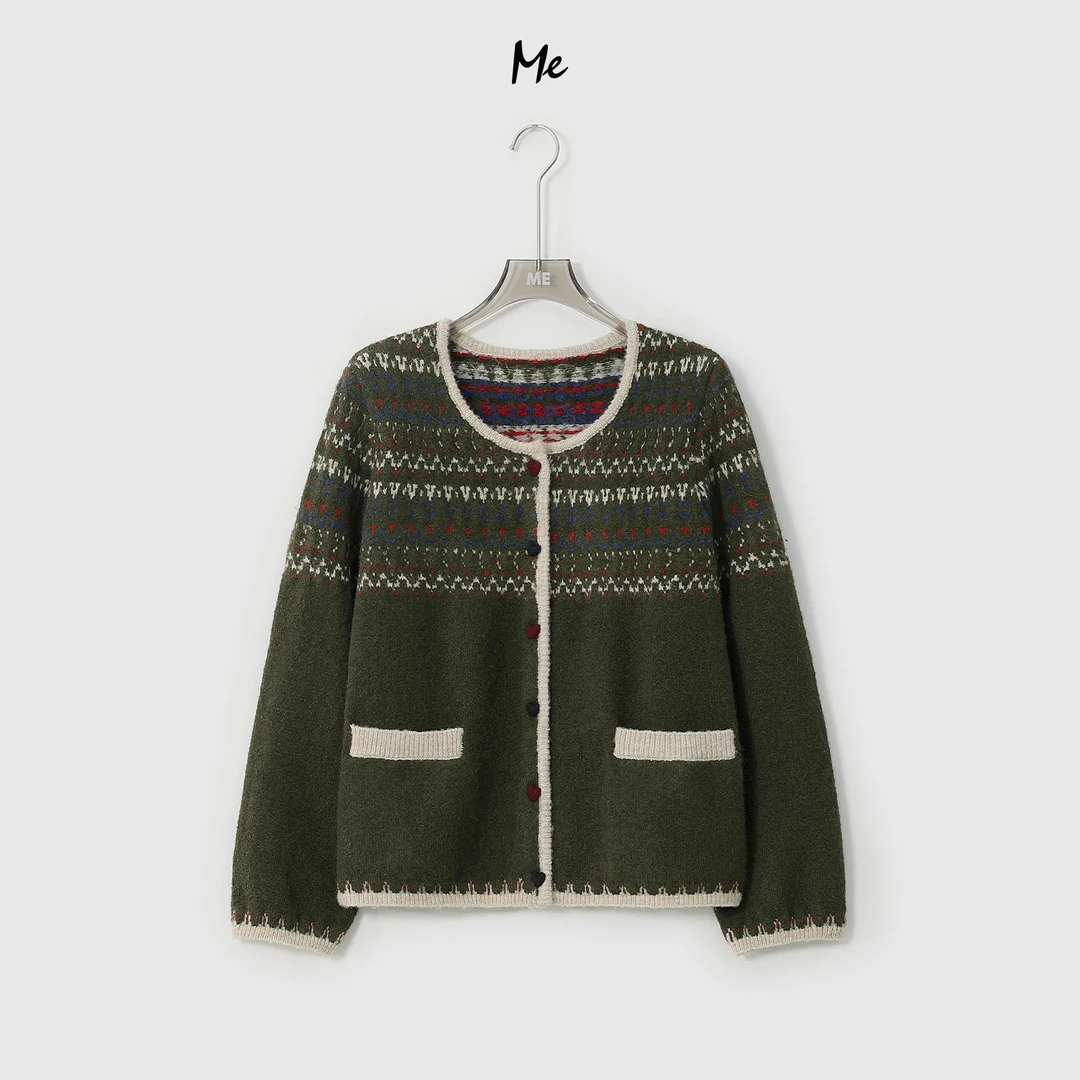 ME【雪松费尔岛】北纬38.5°绵羊毛费尔岛提花百搭时尚毛衣MESA2269