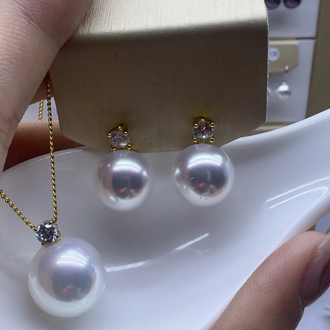 淡水珍珠18K金镶嵌吊坠(赠链)