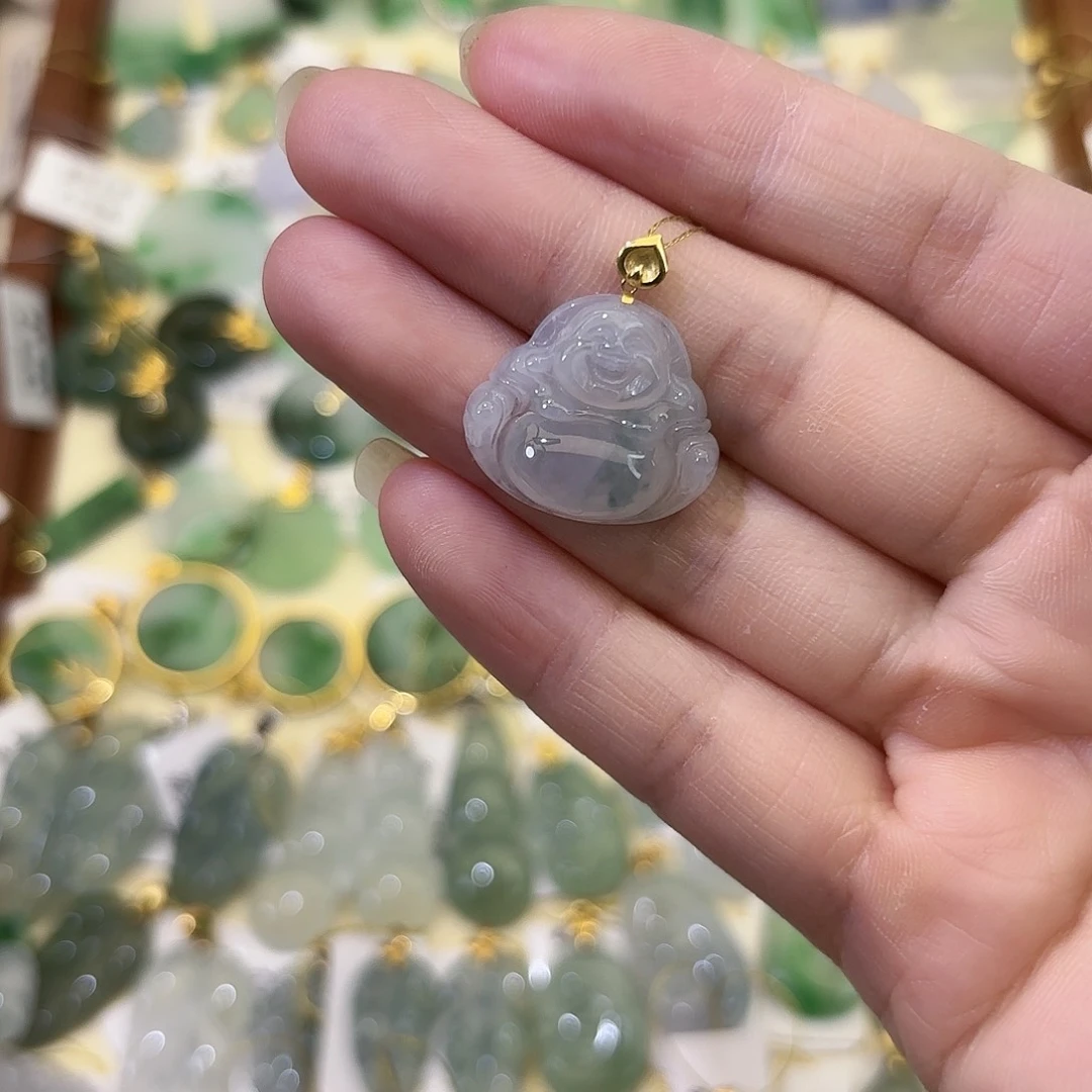 颈饰18K金镶嵌翡翠佛公